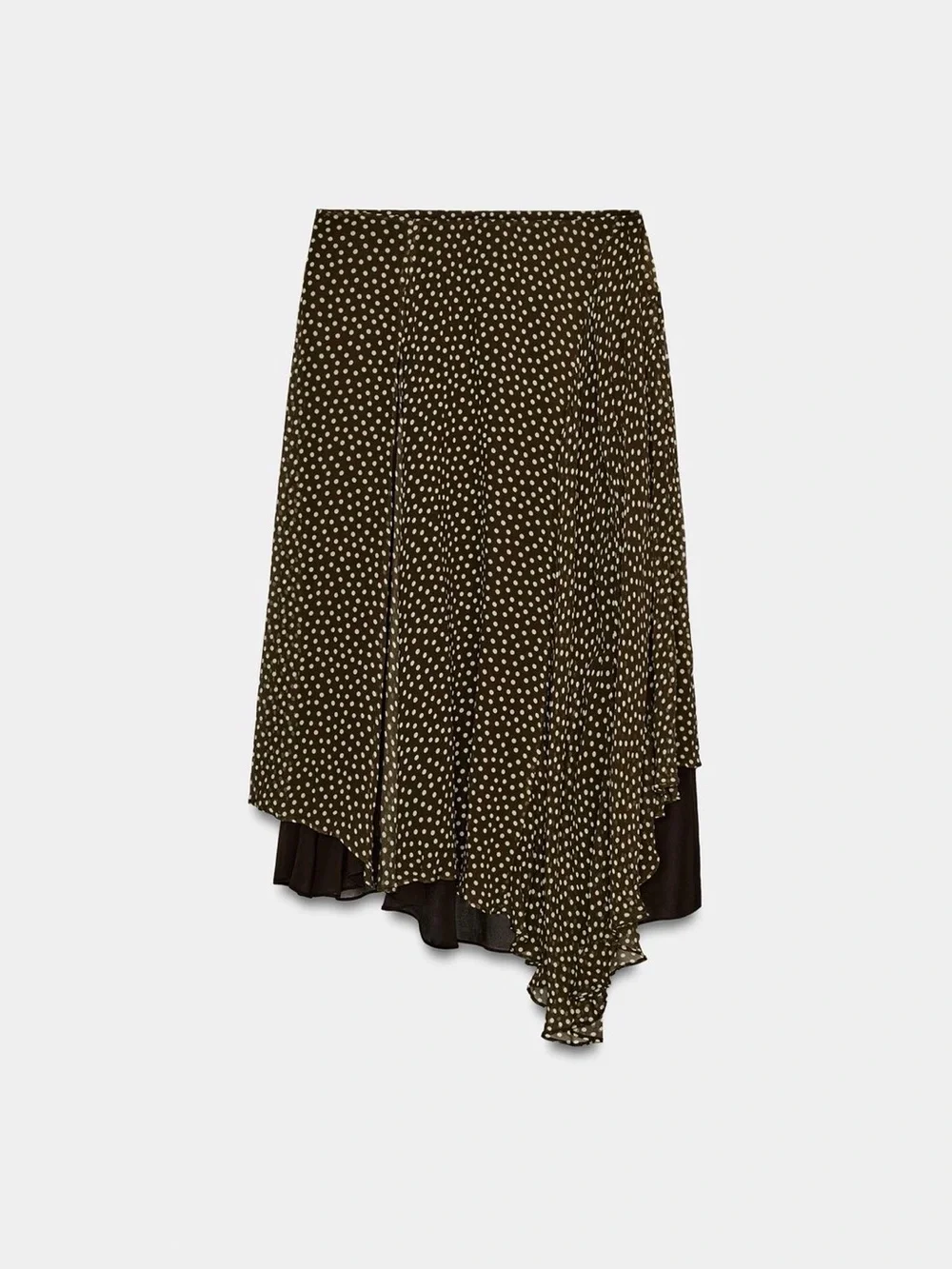 NWT ZARA ZW COLLECTION ASYMMETRIC POLKA DOT SKIRT SIZE XS